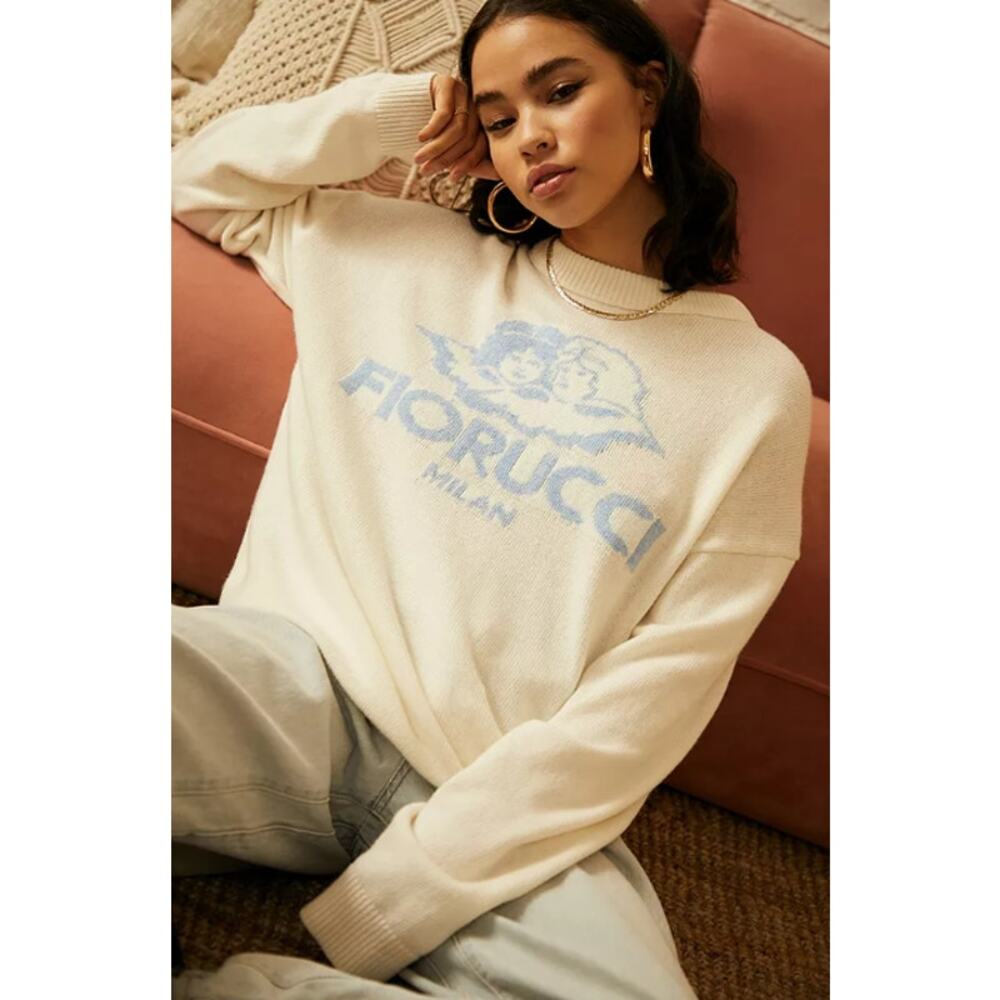 Fiorucci Milan Angels Knitted Jumper in Cream (Size Medium)